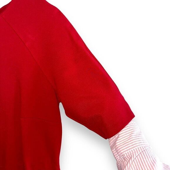 Talbots Crimson Red L/S V-Neck Knit Dress Sz 10 - Picture 4 of 6